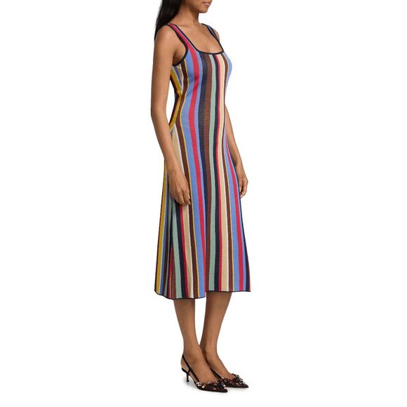 STAUD Katie Market Stripe Midi-Dress Size XL $295 - Picture 3 of 12